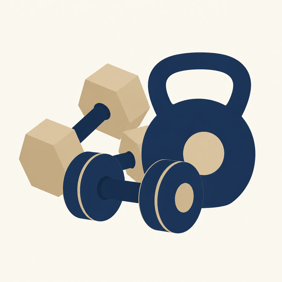 Illustration d'haltères et d'une kettlebell